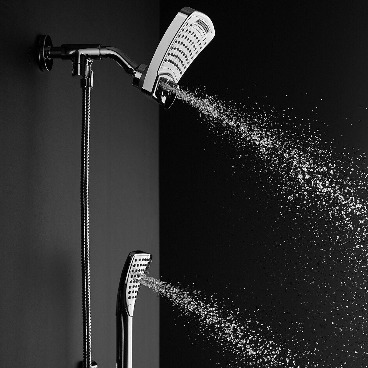 6 Spray 8 Inch High Pressure Dual Shower Head And Handheld Shower Head W/ Body Spray - Brushed Nickel - BUILDMYPLACE