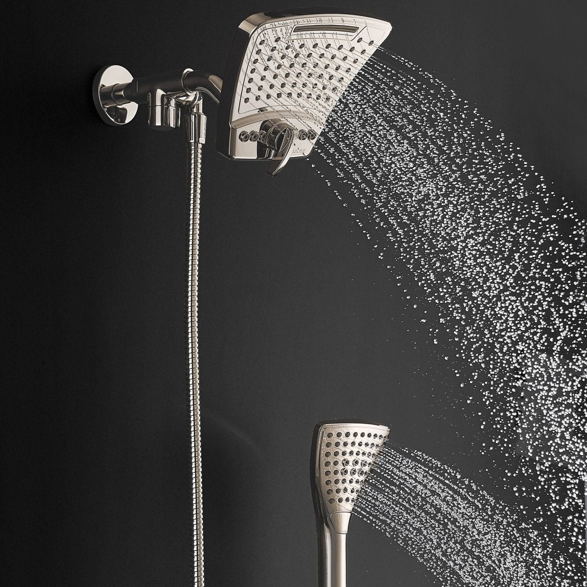 6 Spray 8 Inch High Pressure Dual Shower Head And Handheld Shower Head W/ Body Spray - Brushed Nickel - BUILDMYPLACE