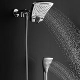 6 Spray 8 Inch High Pressure Dual Shower Head And Handheld Shower Head W/ Body Spray - Brushed Nickel - BUILDMYPLACE