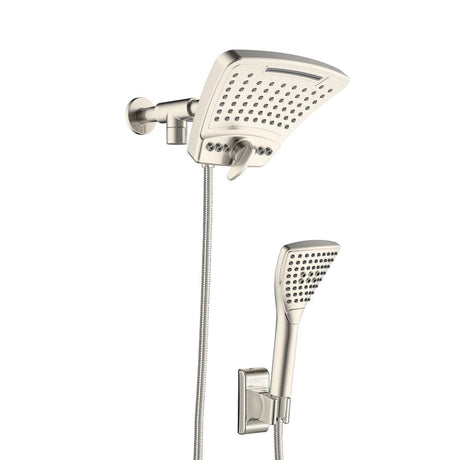 6 Spray 8 Inch High Pressure Dual Shower Head And Handheld Shower Head W/ Body Spray - Brushed Nickel - BUILDMYPLACE