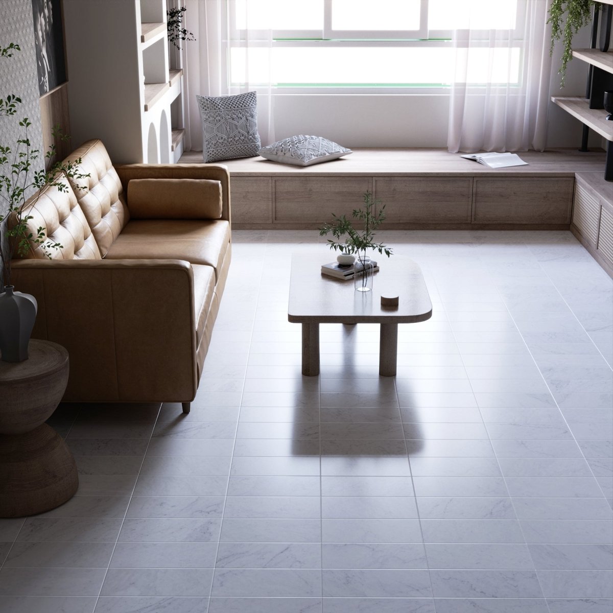 6 X 12 in. Bianco Carrara White Polished Marble Tile - BUILDMYPLACE