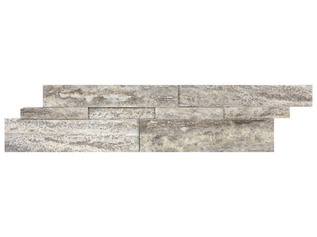 6 X 24 In Silver Ash Honed Cubics Travertine Panel - BUILDMYPLACE