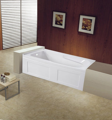 60 In. Acrylic Anti Skid White Alcove Bathtub - cUPC/UPC Certified