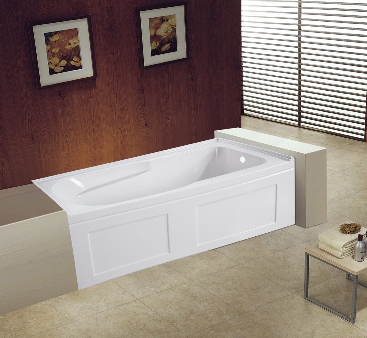 60 In. Acrylic Anti Skid White Alcove Bathtub - cUPC/UPC Certified - BUILDMYPLACE