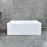 60 In. Alcove Acrylic Bathtub in Glossy White with Chrome Plated Overflow Cover - Right Drain - BUILDMYPLACE