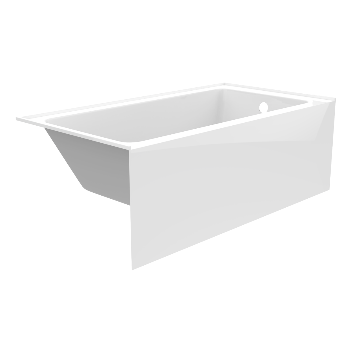 60 In. Alcove Acrylic Bathtub in Glossy White with Chrome Plated Overflow Cover - Right Drain - BUILDMYPLACE