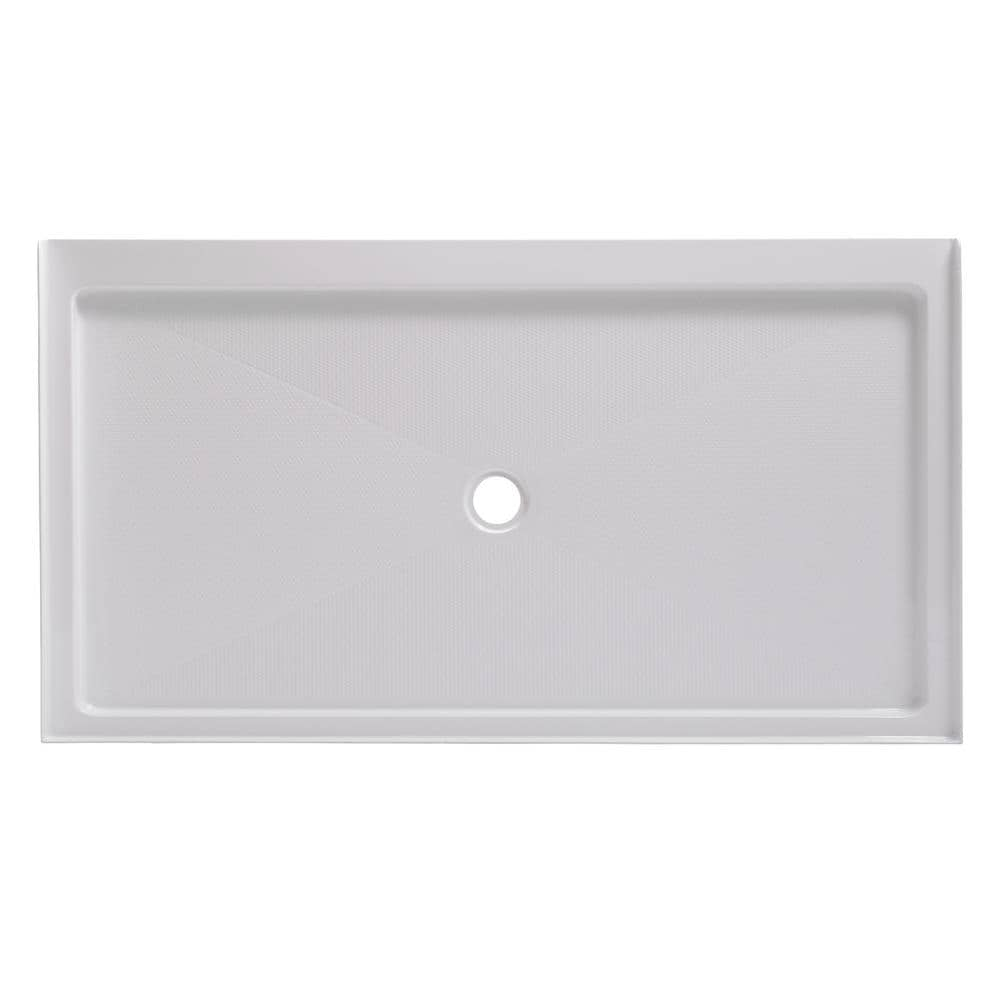 60 in. L x 36 in. W Single Threshold Alcove Shower Pan in White - BUILDMYPLACE