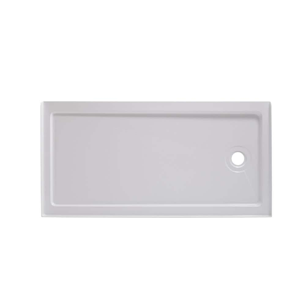 60 in. L x 36 in. W Single Threshold Alcove Shower Pan in White - BUILDMYPLACE