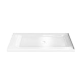 60 L x 36 in. W Double - Threshold Shower Pan Base with Center Drain in High Gloss White - BUILDMYPLACE