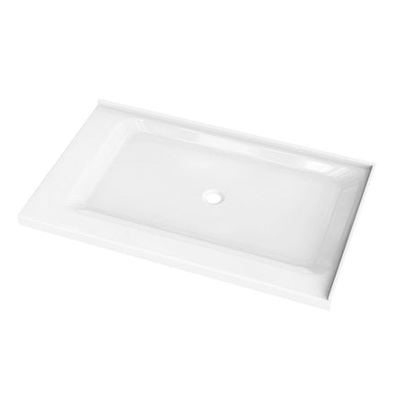 60 L x 36 in. W Double - Threshold Shower Pan Base with Center Drain in High Gloss White - BUILDMYPLACE