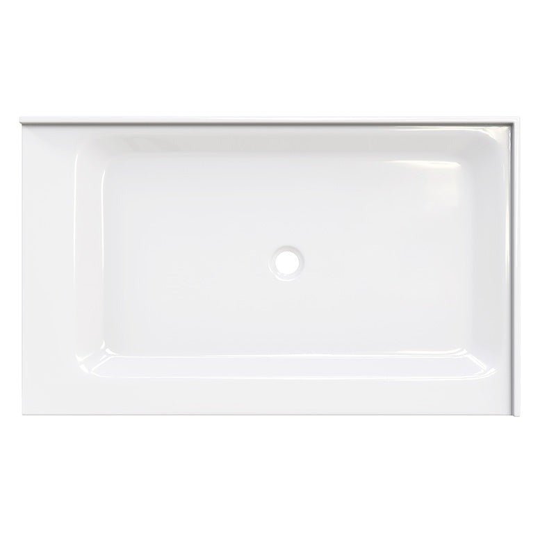 60 L x 36 in. W Double - Threshold Shower Pan Base with Center Drain in High Gloss White - BUILDMYPLACE