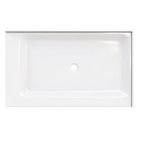 60 L x 36 in. W Double - Threshold Shower Pan Base with Center Drain in High Gloss White - BUILDMYPLACE