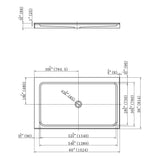 60 L x 36 in. W Double - Threshold Shower Pan Base with Center Drain in High Gloss White - BUILDMYPLACE