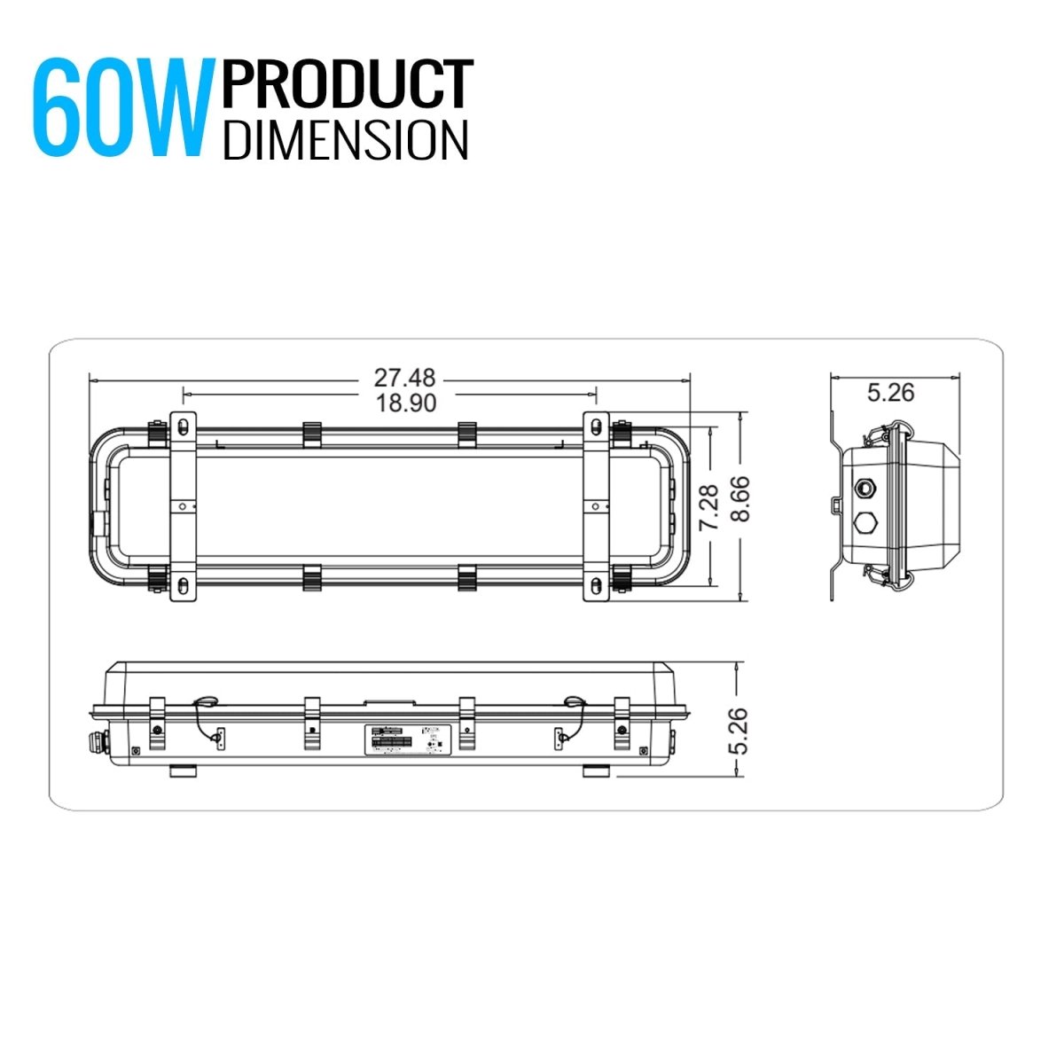 60 Watt 4FT LED Explosion Proof Vapor Proof Light, R Series, Dimmable, 5000K, 8400LM, AC100 - 277V, IP66, Hazardous Location Lighting Fixtures - BUILDMYPLACE