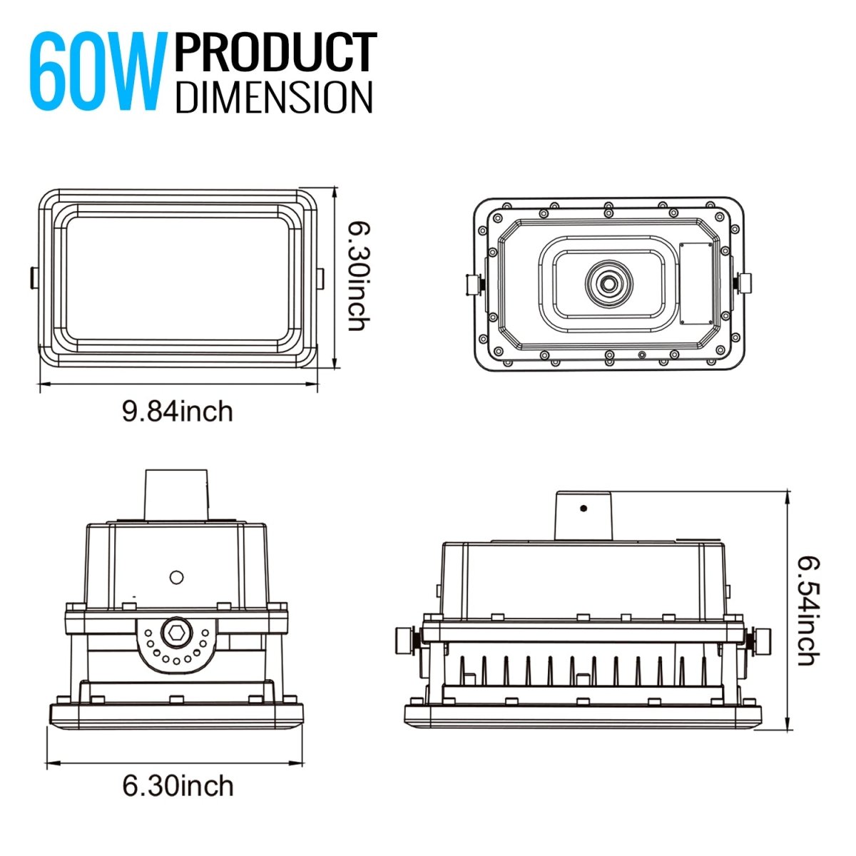 60 Watt LED Explosion Proof Flood Light, D Series, Dimmable, 5000K, 8100LM, AC100 - 277V, IP66, Hazardous Location Lighting Fixtures - BUILDMYPLACE