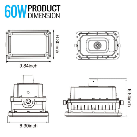 60 Watt LED Explosion Proof Flood Light, D Series, Dimmable, 5000K, 8100LM, AC100 - 277V, IP66, Hazardous Location Lighting Fixtures - BUILDMYPLACE