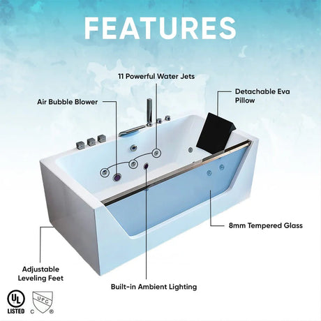 60 x 30 in. White Acrylic Freestanding Whirlpool Jets SPA Bathtub with Center Drain - BUILDMYPLACE