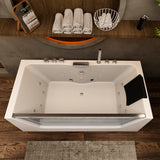 60 x 30 in. White Acrylic Freestanding Whirlpool Jets SPA Bathtub with Center Drain - BUILDMYPLACE