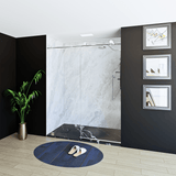 60" X 76" Armani Grey Alcove Shower Wall Kit - Shower Door / Wall System / Solid Surface Shower Base Tray with Covered Drain - BUILDMYPLACE