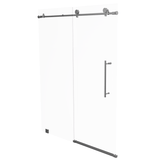 60 x 76 Inch Frameless Wall to Wall Shower Enclosure with One Fixed Glass & One Sliding Door, Clear Tempered Glass: 8mm, Brushed Grey Finish - PRO - BUILDMYPLACE