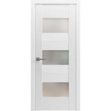 Solid French Door Opaque Glass / Sete 6003 White Silk / Single Regular Panel Frame Handle / Bathroom Bedroom Modern Doors