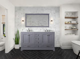 Dukes 60 in. Freestanding Bathroom Vanity with White Carrara Marble Top, White Square Sink