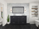 Dukes 60 in. Bathroom Freestanding Bathroom Vanity With Undermount Ceramic Sink with White Carrara Marble Top