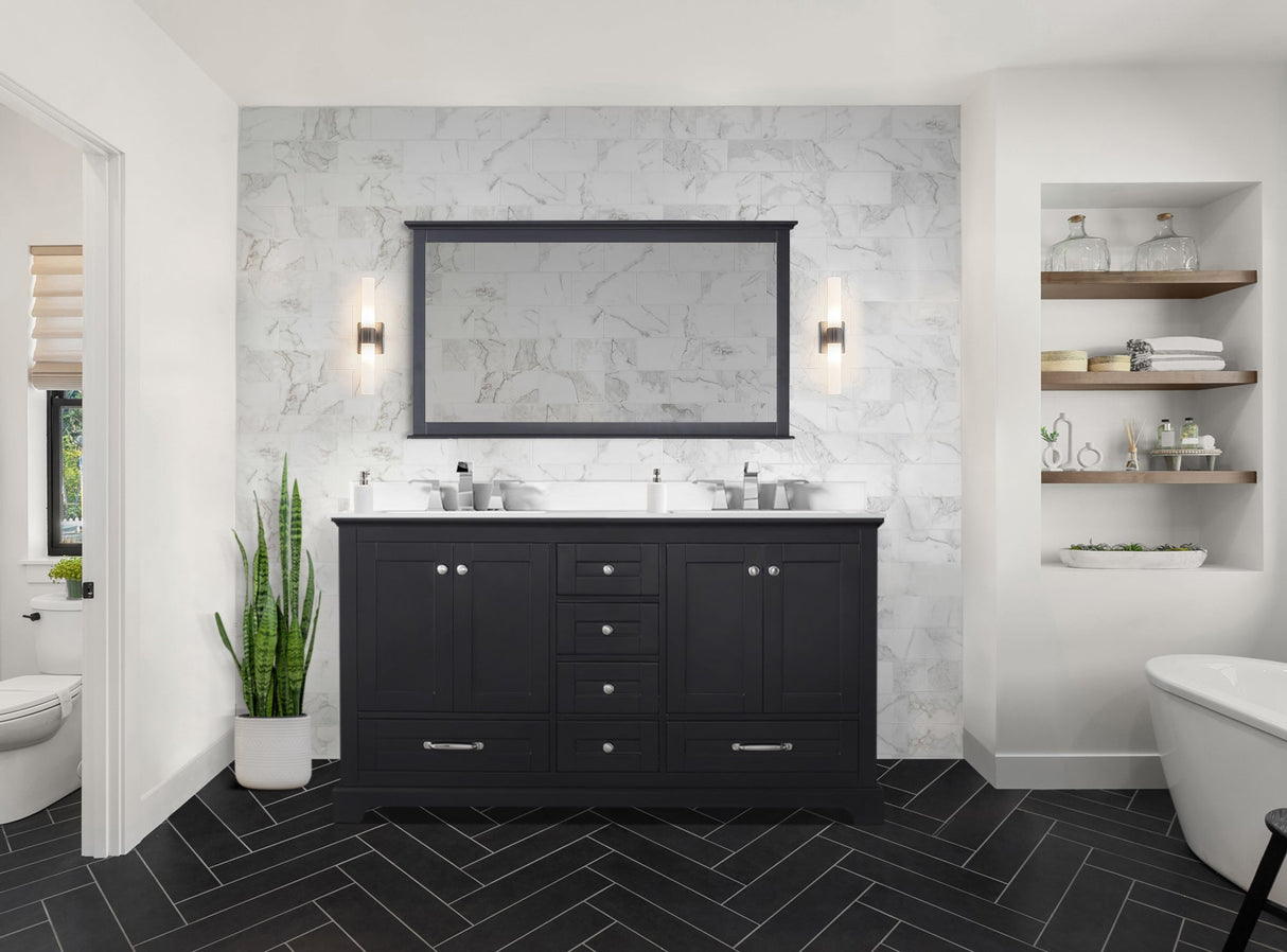 Dukes Espresso Freestanding Bathroom Vanity with White Quartz Top, White Square Sink