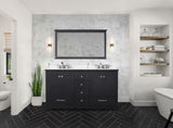 Dukes Espresso Freestanding Bathroom Vanity with White Quartz Top, White Square Sink