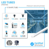 60W 8ft LED Tube Integrated Lights - 5000k; V - Shaped Frosted - 50,000 Life Hours - 5 Years Warranty - BUILDMYPLACE