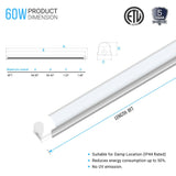 60W 8ft LED Tube Integrated Lights - 5000k; V - Shaped Frosted - 50,000 Life Hours - 5 Years Warranty - BUILDMYPLACE