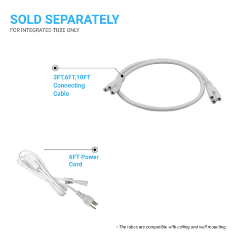 60W 8ft LED Tube Integrated Lights - 5000k; V - Shaped Frosted - 50,000 Life Hours - 5 Years Warranty - BUILDMYPLACE