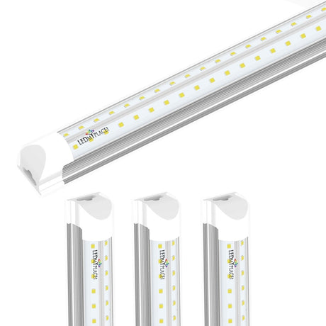 60W 8ft V Shape LED Tube Integrated Lights - 5000k - Clear Cover Super Bright - T8 Utility Shop Light - BUILDMYPLACE