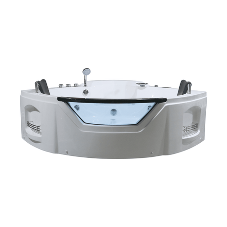 61" Acrylic Whirlpool Corner Bathtub with 2 Person Hot Spa And Center Drain - BUILDMYPLACE