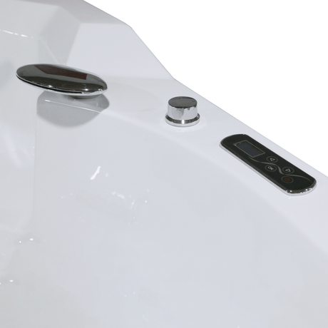 61" Acrylic Whirlpool Corner Bathtub with 2 Person Hot Spa And Center Drain - BUILDMYPLACE