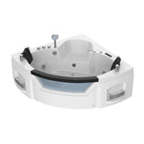 61" Acrylic Whirlpool Corner Bathtub with 2 Person Hot Spa And Center Drain - BUILDMYPLACE