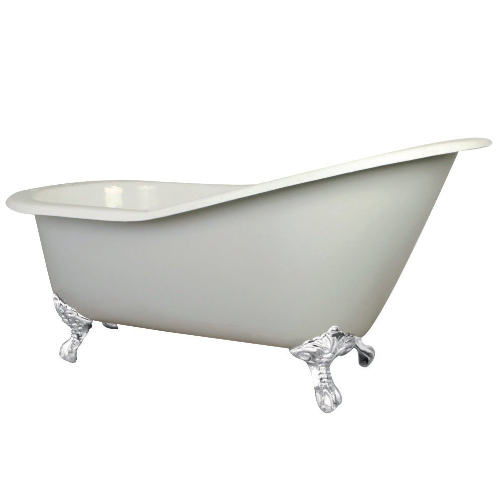 61" Cast Iron Safe and Anti - Slide Cast Slipper Bathtub with 7 - Inch Faucet Drillings - BUILDMYPLACE