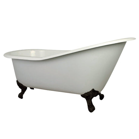 61" Cast Iron Slipper Bathtub with Feet and 7" Faucet Drillings - BUILDMYPLACE