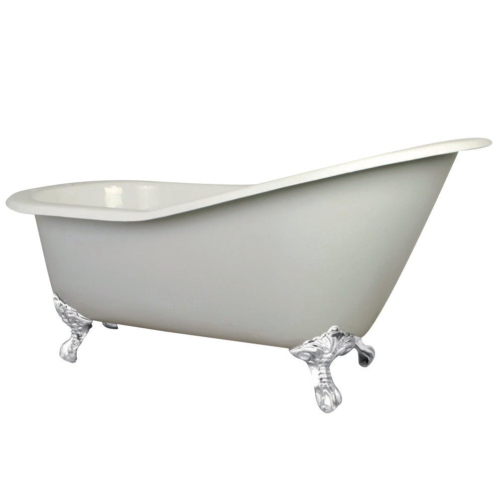 61" Cast Iron Slipper Bathtub with Feet and 7" Faucet Drillings - BUILDMYPLACE