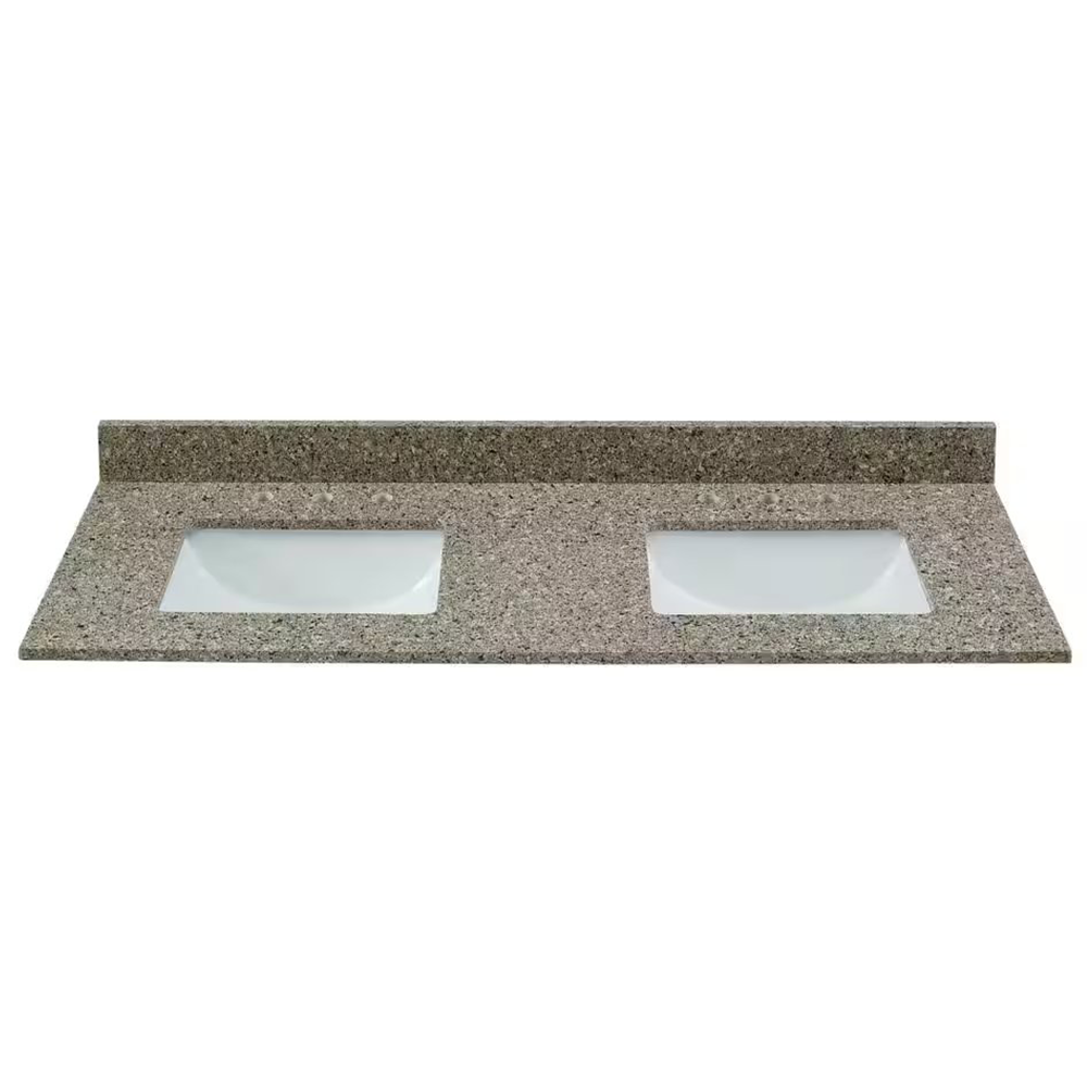 Siena Quartz Rectangular Bathroom Vanity Top with White Undermount Sink