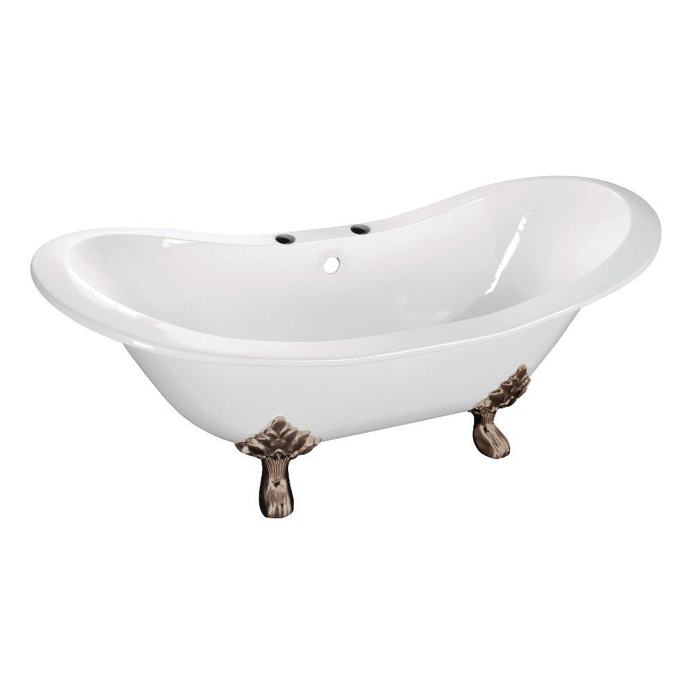 61 - Inch Cast Iron Double Slipper Clawfoot Tub with 7 - Inch Faucet Drillings - BUILDMYPLACE