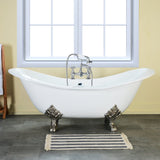 61 - Inch Cast Iron Double Slipper Clawfoot Tub with 7 - Inch Faucet Drillings - BUILDMYPLACE