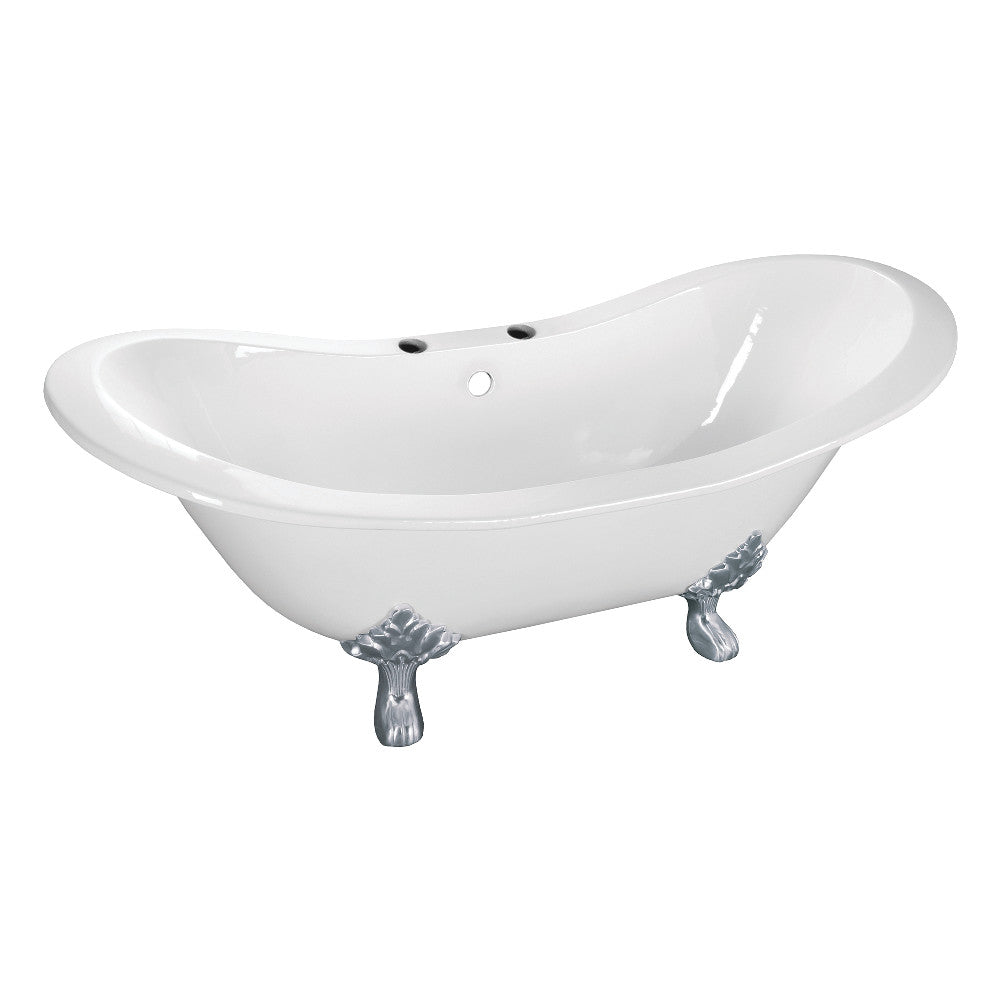 61 - Inch Cast Iron Double Slipper Clawfoot Tub with 7 - Inch Faucet Drillings - BUILDMYPLACE