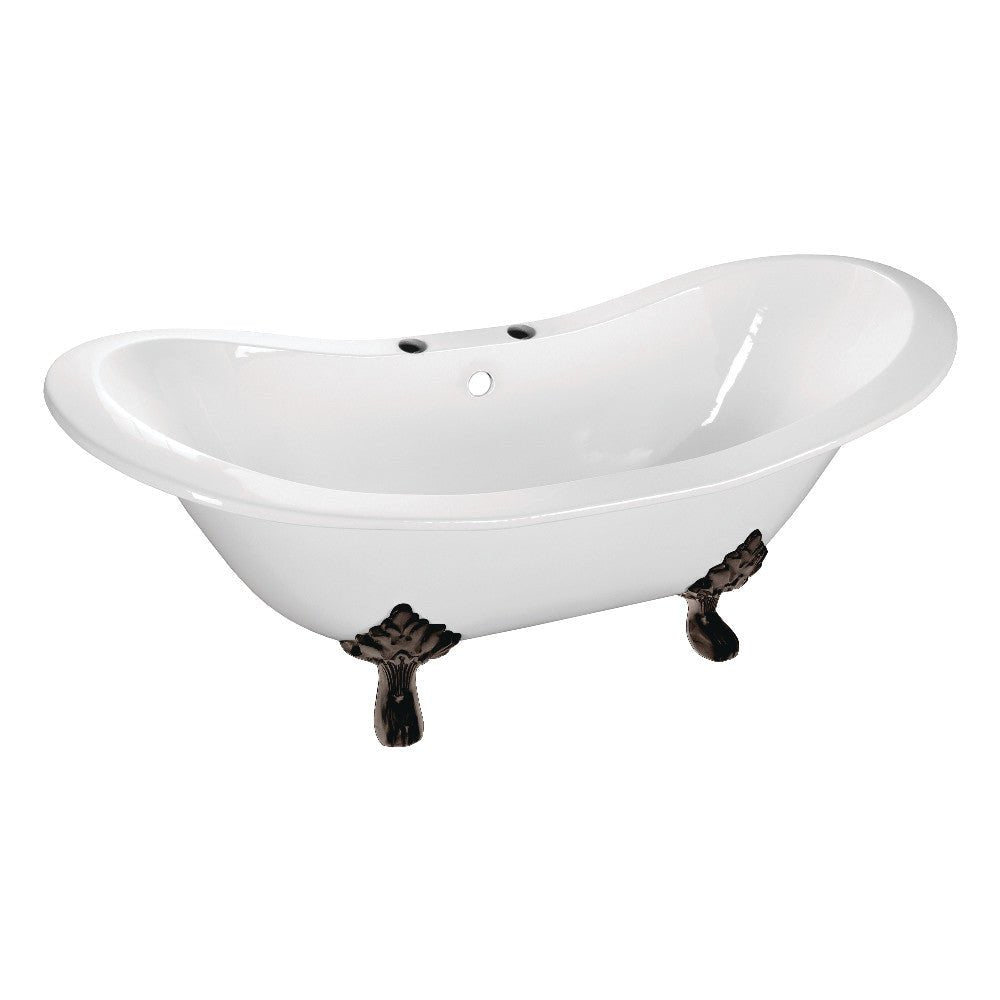 61 - Inch Cast Iron Double Slipper Clawfoot Tub with 7 - Inch Faucet Drillings - BUILDMYPLACE