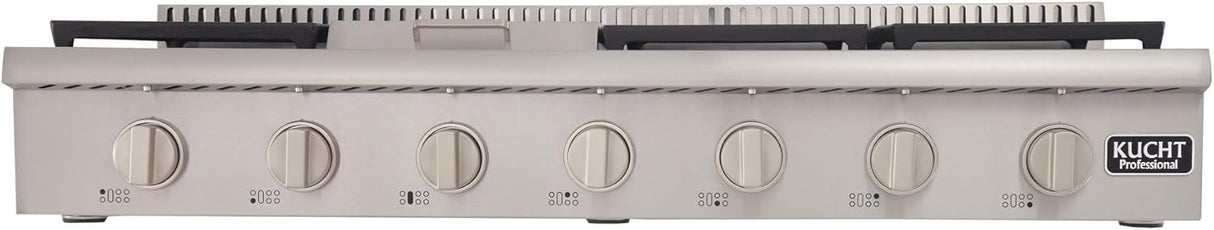 KUCHT Professional 48 in. Propane Gas Range-Top with Sealed Burners and Griddle in Stainless Steel with Classic Silver Knobs