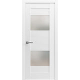 Solid French Door Opaque Glass 2 Lites / Sete 6222 White Silk / Single Regular Panel Frame Handle / Bathroom Bedroom Modern Doors