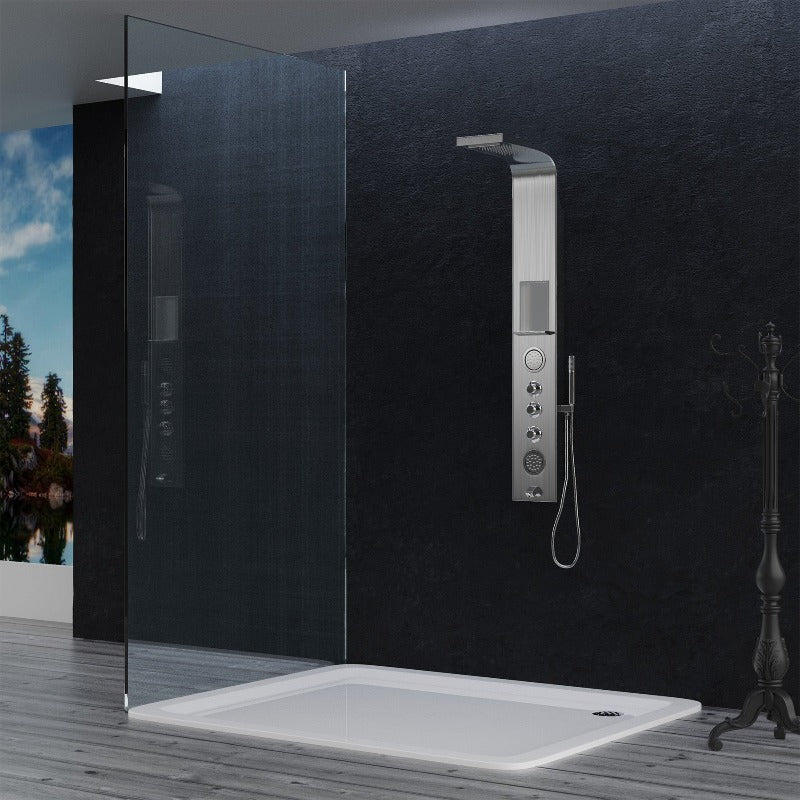 63 In. 2 Jet Shower Panel System With Fixed Rainfall & Waterfall Shower head, Handheld Shower & Tub Spout, Self - Cleaning & Jet Massage Feature - BUILDMYPLACE