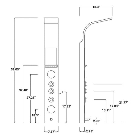 63 In. 2 Jet Shower Panel System With Fixed Rainfall & Waterfall Shower head, Handheld Shower & Tub Spout, Self - Cleaning & Jet Massage Feature - BUILDMYPLACE