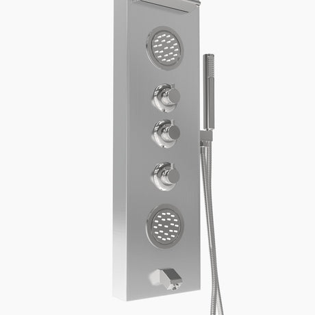 63 In. 2 Jet Shower Panel System With Fixed Rainfall & Waterfall Shower head, Handheld Shower & Tub Spout, Self - Cleaning & Jet Massage Feature - BUILDMYPLACE