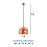 6.5" Dimple Rose - Gold Plated Pendant Ceiling Light - 60W - Bell Shaped - BUILDMYPLACE